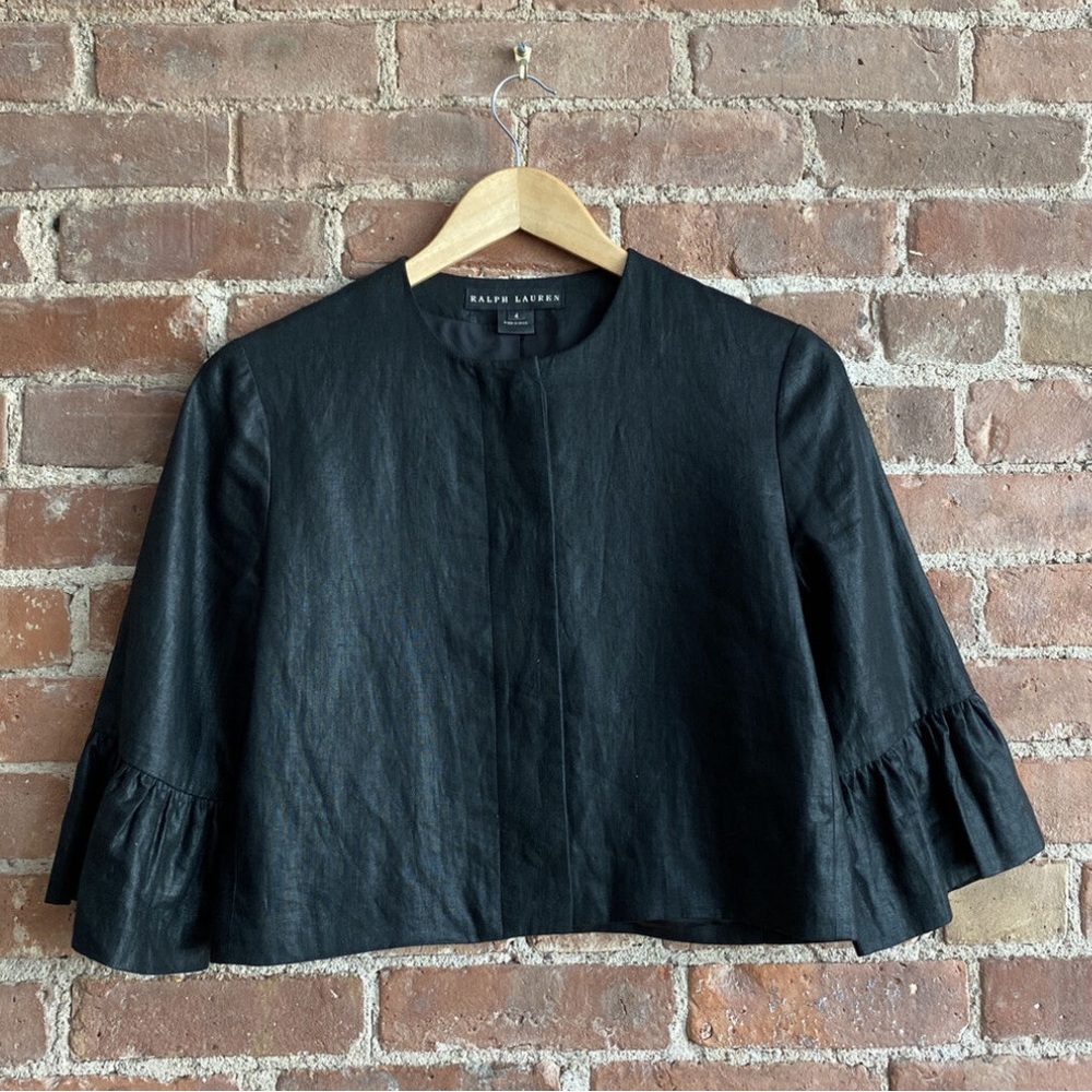 Ralph Lauren black label linen cropped blazer jacket - Picture 2 of 11